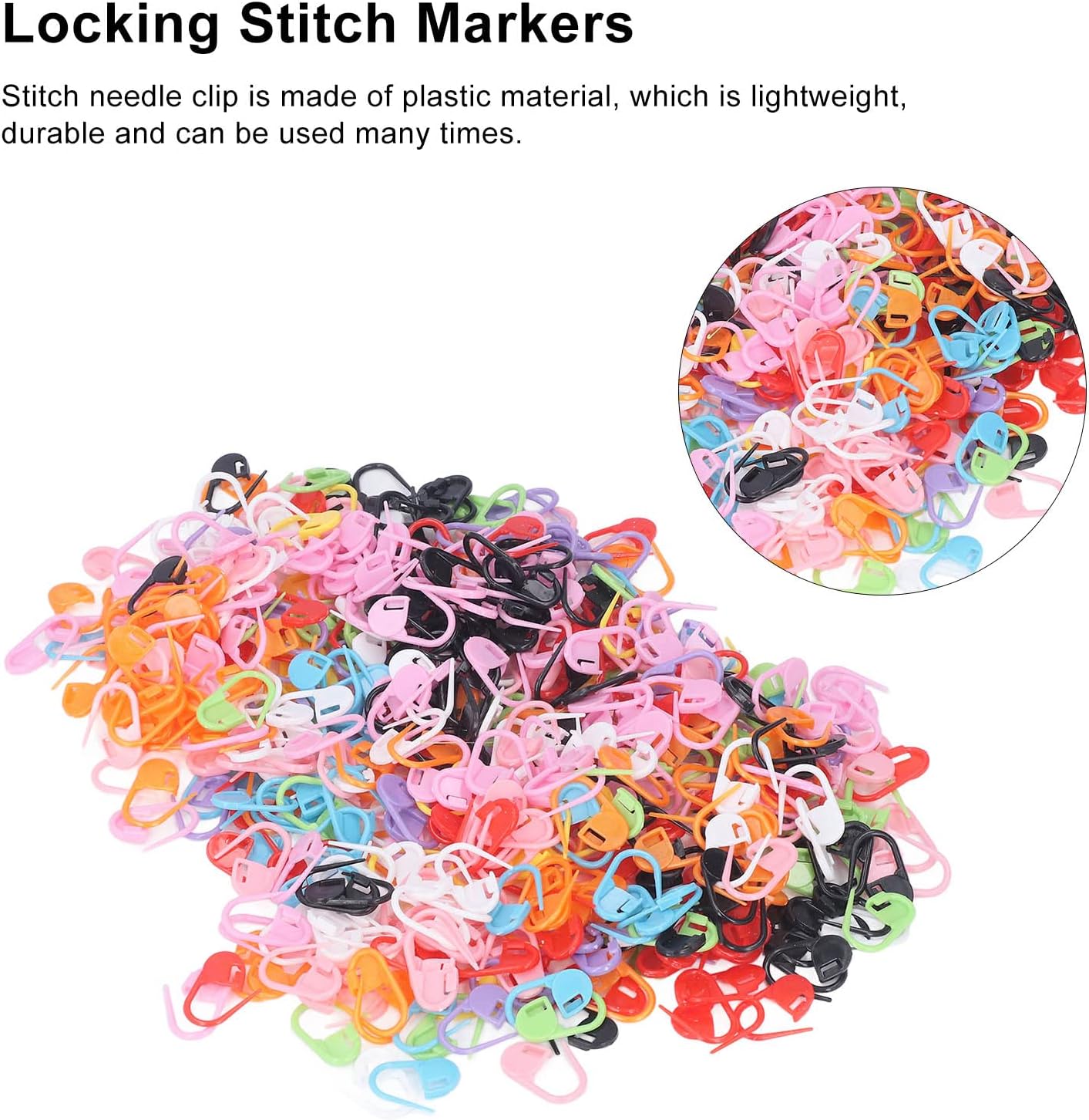 1000Pcs Stitch Needle Clip, Mix Color Plastic Locking Stitch Markers Needle Clip Counter for DIY Artwork Marker Buckle Sweater Knitting Crochet Crafting Accessories