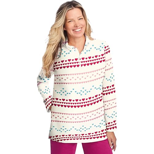 Woman Within Women's Plus Size Microfleece Quarter-Zip Pullover Jacket
