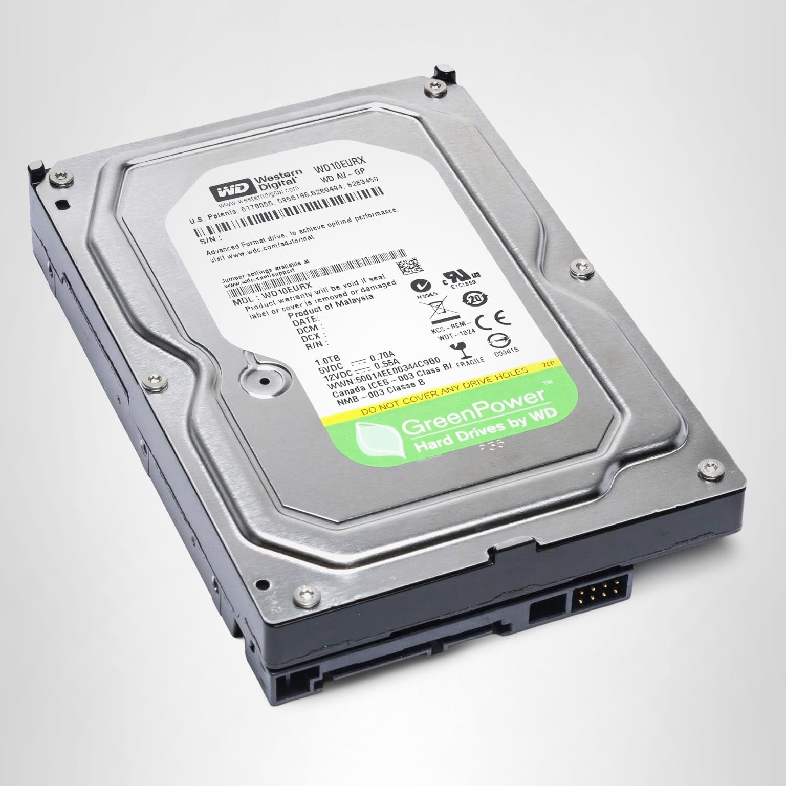 1TB 内蔵型ハードディスクドライブ 10台セット Western Digital 1TB AV-GP TV録画用内蔵HDD WD10EURX