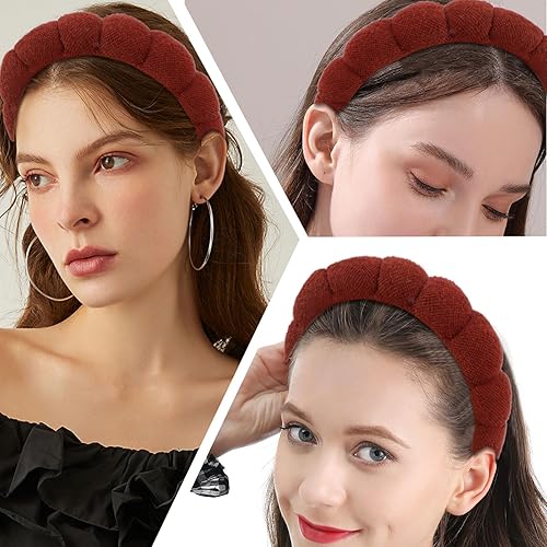 Miniatura 4 de AMCAMI 2 diademas de spa hinchadas para mujeres, diademas de esponja para niñas, toalla de tela de toalla de tela para la cabeza para lavado facial,