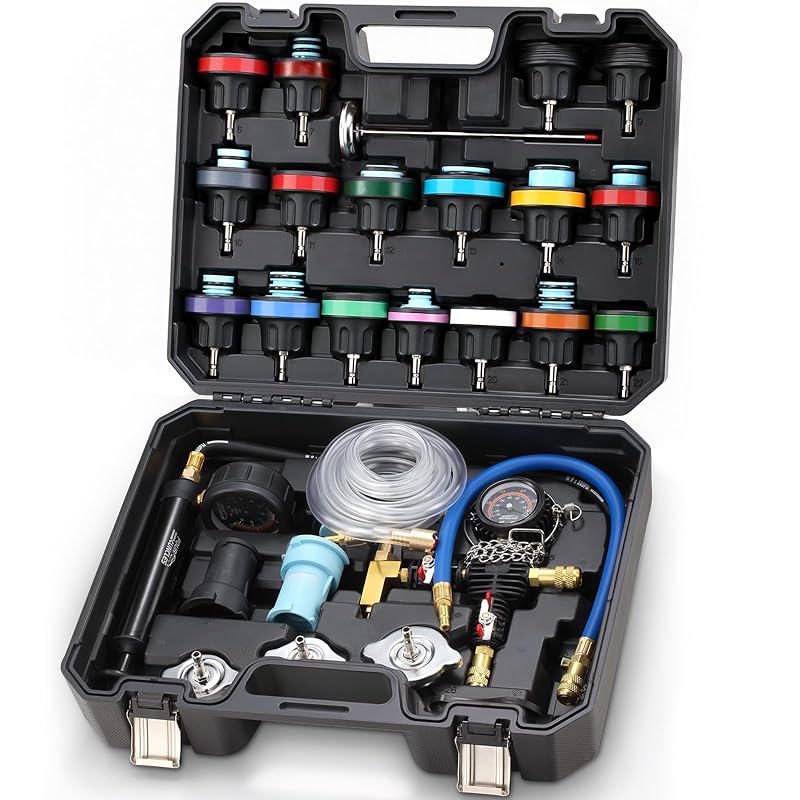 Kit de Teste de Pressão e Reabastecimento a Vácuo do Sistema de Arrefecimento FOUR UNCLES FU-T001-BLK com 33 peças
