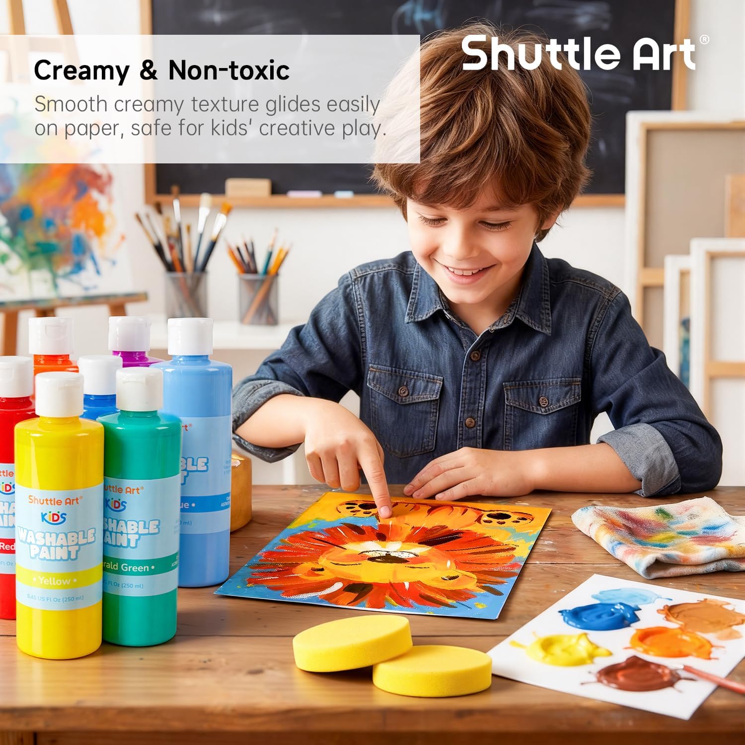 Shuttle Art 20 Farben Abwaschbares Fingerfarben Kinder Ungiftig (je 250ml) | Temperafarbe für Kinder, Fingermalfarbe für Baby Hände & Füße | Handabdruck & Fußabdruck | Papier, Fenster, Basteln