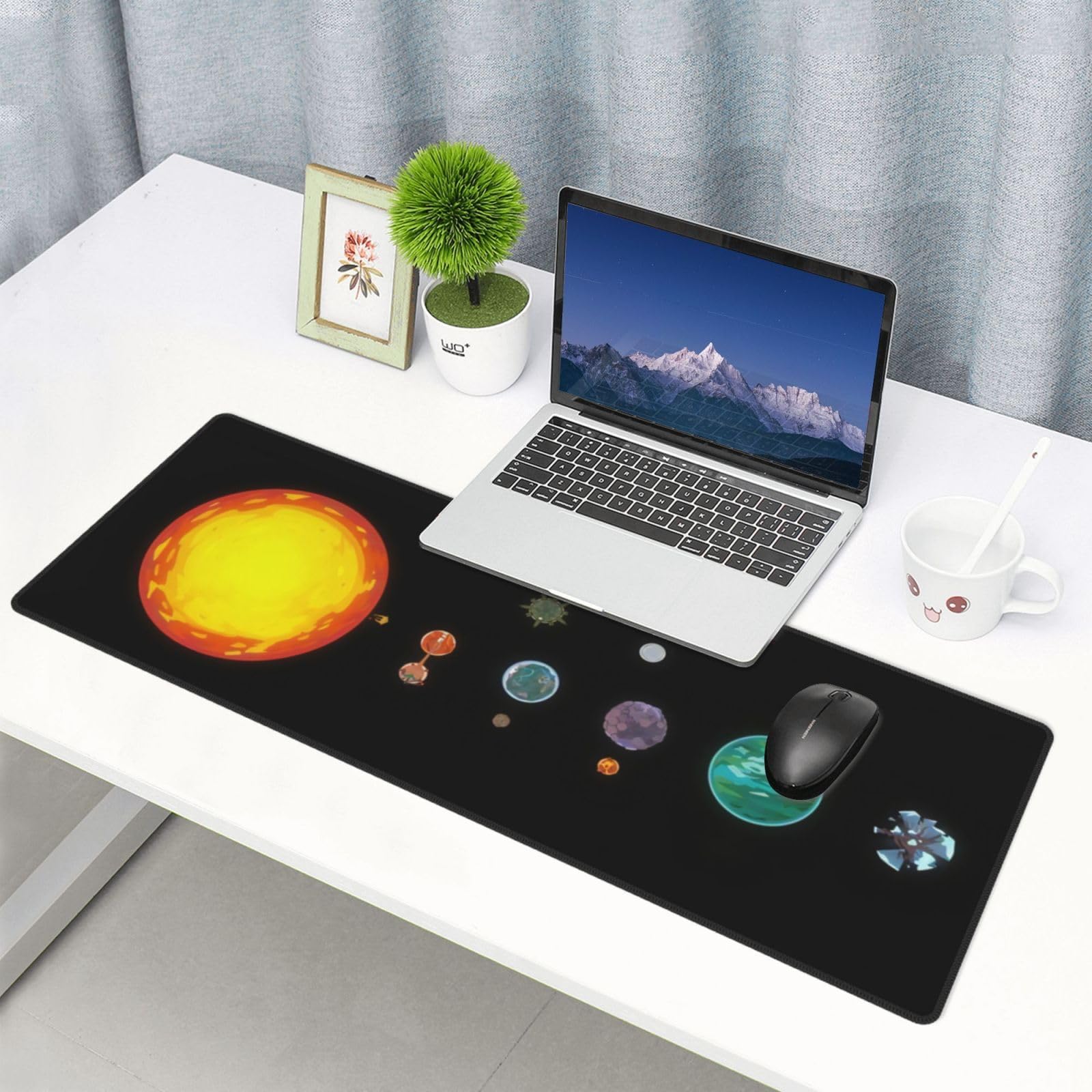 Outer Wilds - Tappetino per mouse da gioco XXL, 89,9 x 40 cm, con base antiscivolo per tastiera e mouse completi, installazione a casa e ufficio
