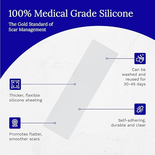 Miniatura 4 de Rejuvaskin Scar Fx - Cinta de silicona para cicatrices de 1.5 x 5 pulgadas para cicatrices quirúrgicas pequeñas a medianas, cinta de silicona para
