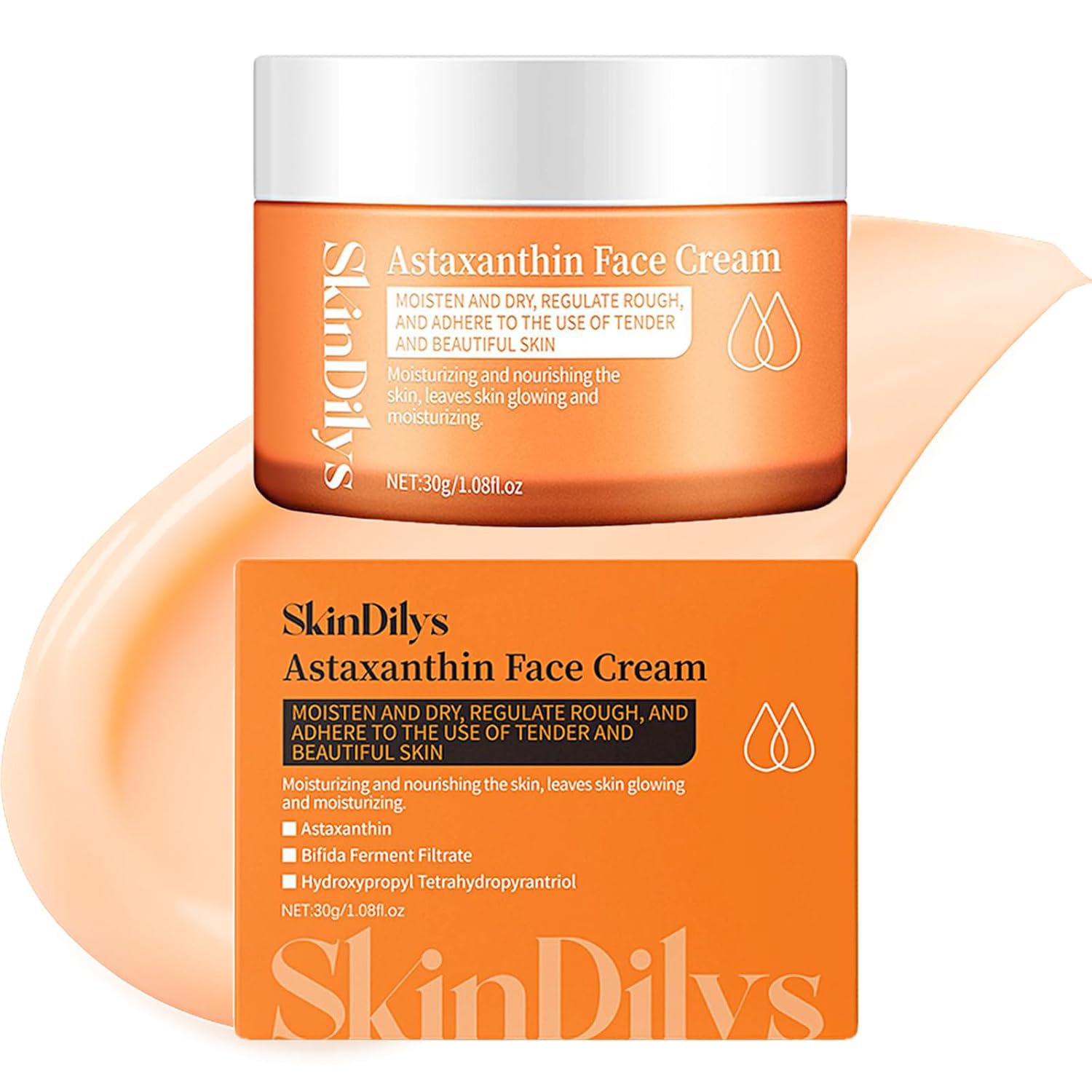 SkinDilys Australian Brand Astaxanthin Face Cream 30g / Nourishes, Repair and Firms Skin with Pro-Xilane, Deeply Hydrates, Brightens, Reduces Fine Lines for a Smoother, Youthful-Looking Complexion