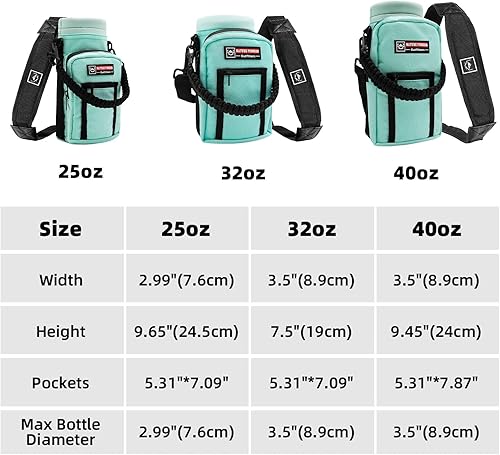 Vista 3 de NATURE PIONEOR Soporte para botella de agua con correa ajustable – 25/32/40 onzas, funda aislante para botella de agua con mango de paracaídas y 2