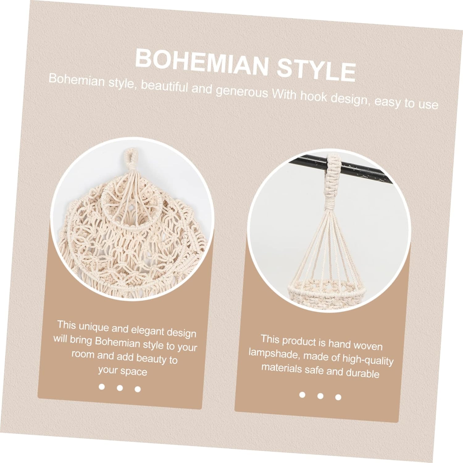 Ciieeo 1pc Bohemian Handmade Polyester Woven Hanging Lamp Shade Light Cover for Living Room Bedroom and Wedding Decor Rustic Style Light Shield for Bulbs