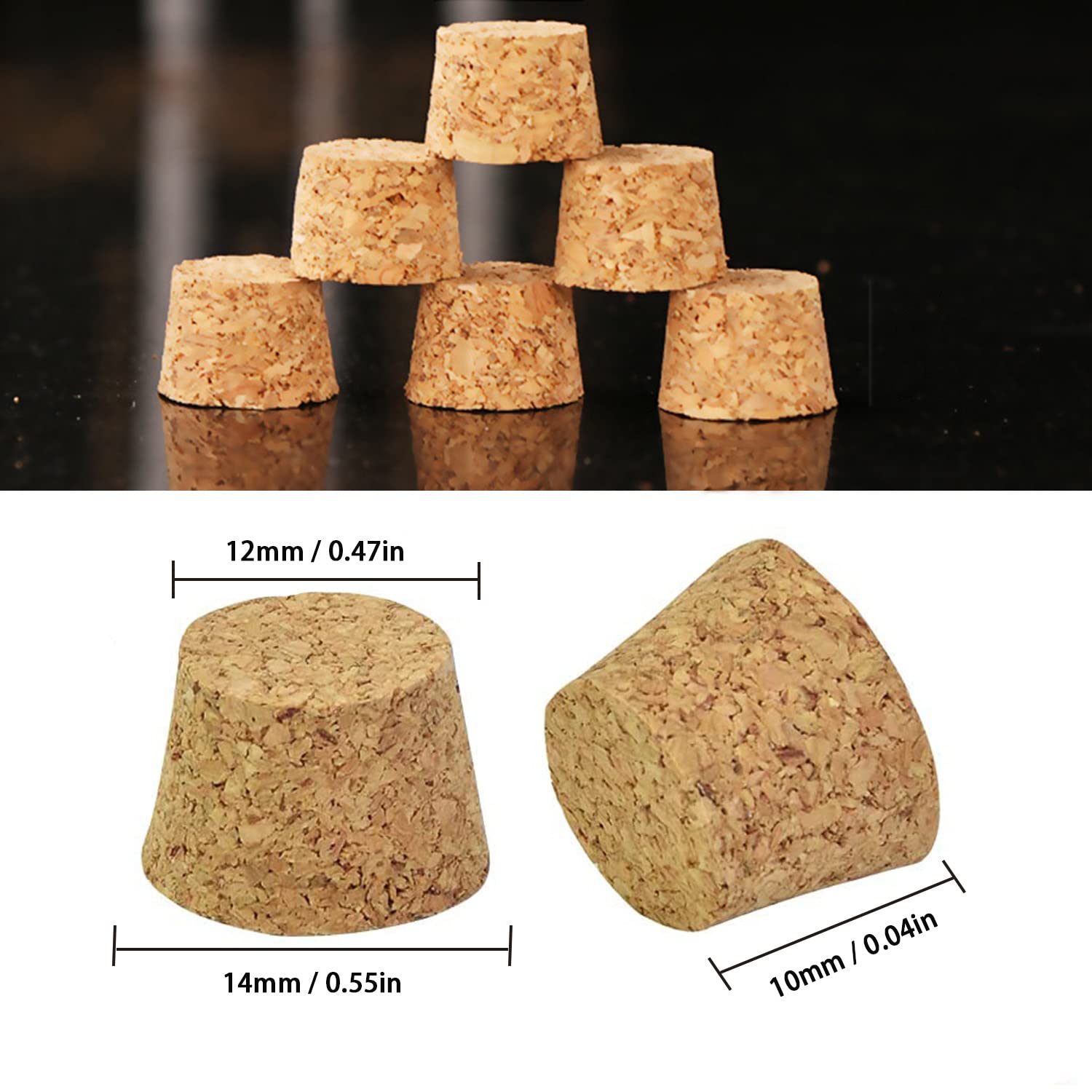 200 Piezas Tapones de Corcho de Madera, Tapones de Corcho Cónicos, Corcho de Natural Tapones, Tapones de Cónicos Corcho, Utilizado Para Tubos de Ensayo, Botellas de Medicamentos, Botellas de Deseos