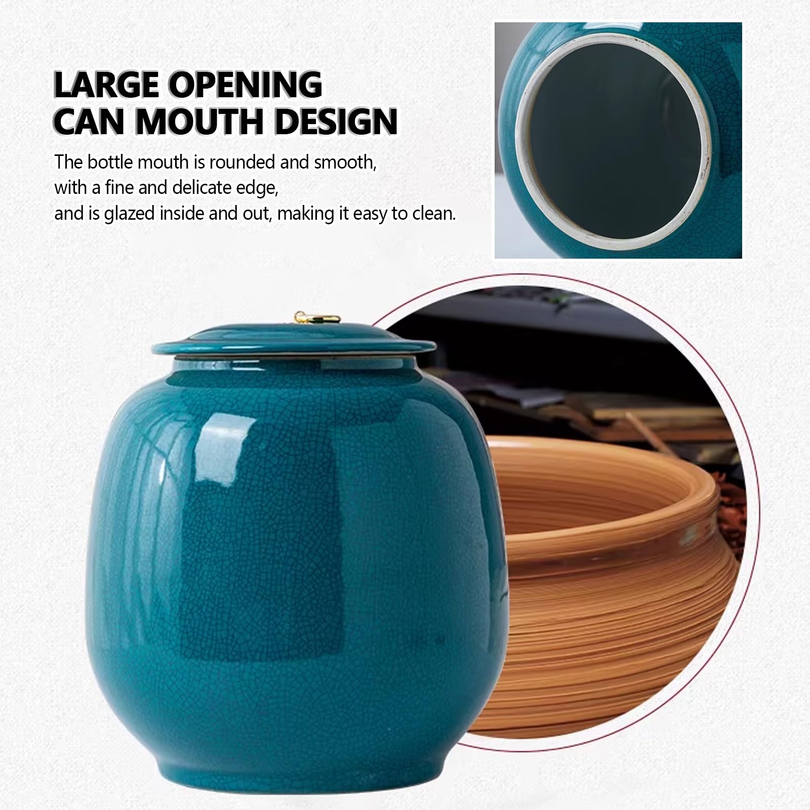 Contenitore ermetico in ceramica per riso, con coperchio, Dispenser per cereali e riso, Barattolo per alimenti di grande capacità, Contenitore per la cucina, Ideale per farina, zucchero.(10KG)
