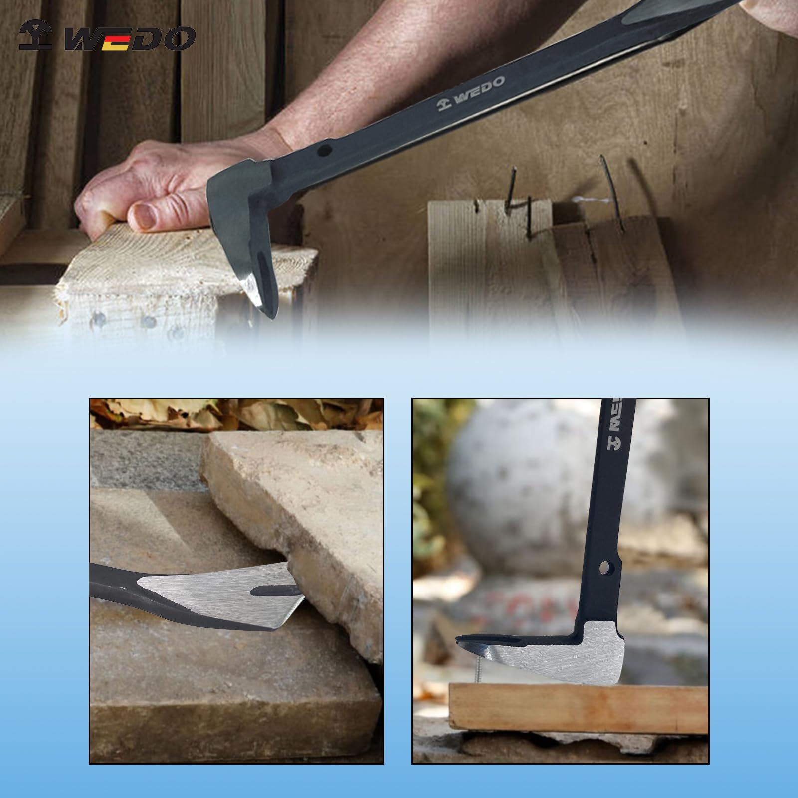 WEDO 200mm(8") Nail Puller, Pry Bar, Claw Bar, Cats Paw Nail Puller, Crowbar,Chisel, Cr-V Steel, Leverage Design - View #6