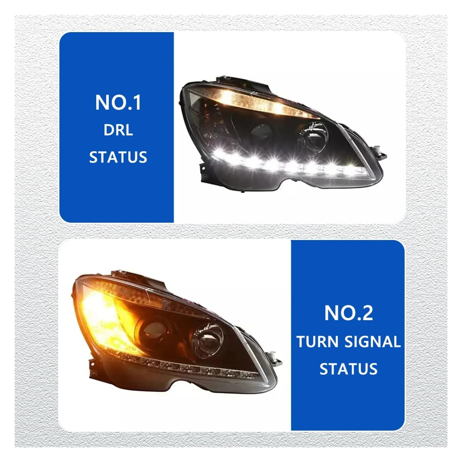 Pasuje do Merc//edes W204 07-10 EMARK Led DRL reflektor samochodowy montaż sygnału akcesoria samochodowe zmodyfikowana lampa reflektory LED(Low led high halogen)