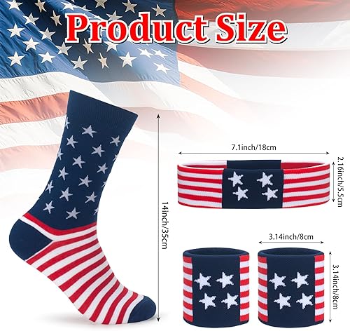 Miniatura 9 de ONUPGO Juego de 5 bandas para el sudor a rayas, banda deportiva para la muñeca, bandas para el sudor, juego de calcetines de tubo alto para hombres