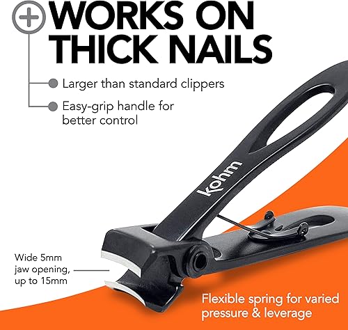 Miniatura 4 de KOHM Cortaúñas para uñas gruesas, resistentes, afiladas, de boca ancha, profesional, cortauñas de manos y pies para hombres, mujeres y personas