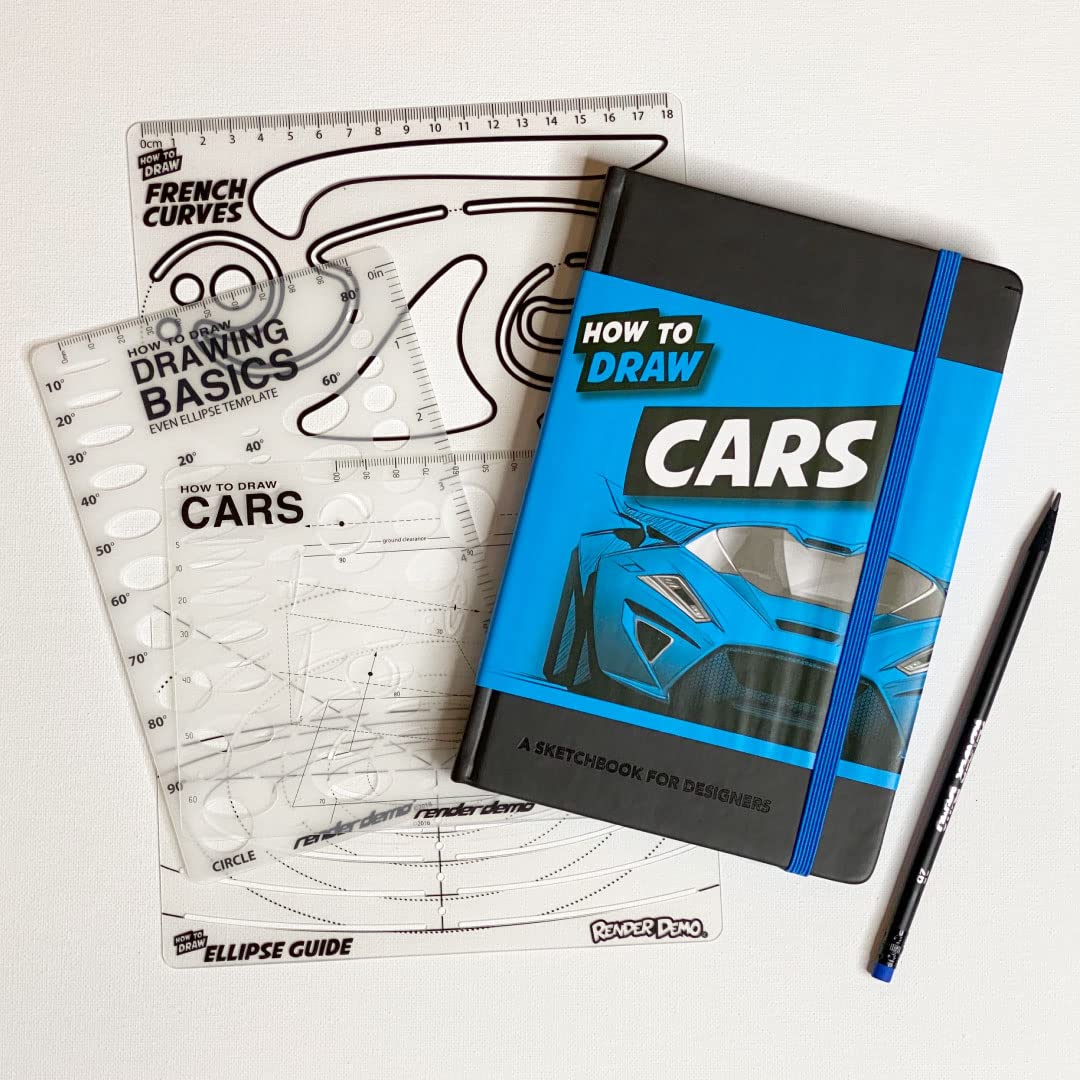 How to Draw CARS Sketchbook & Stencils SET