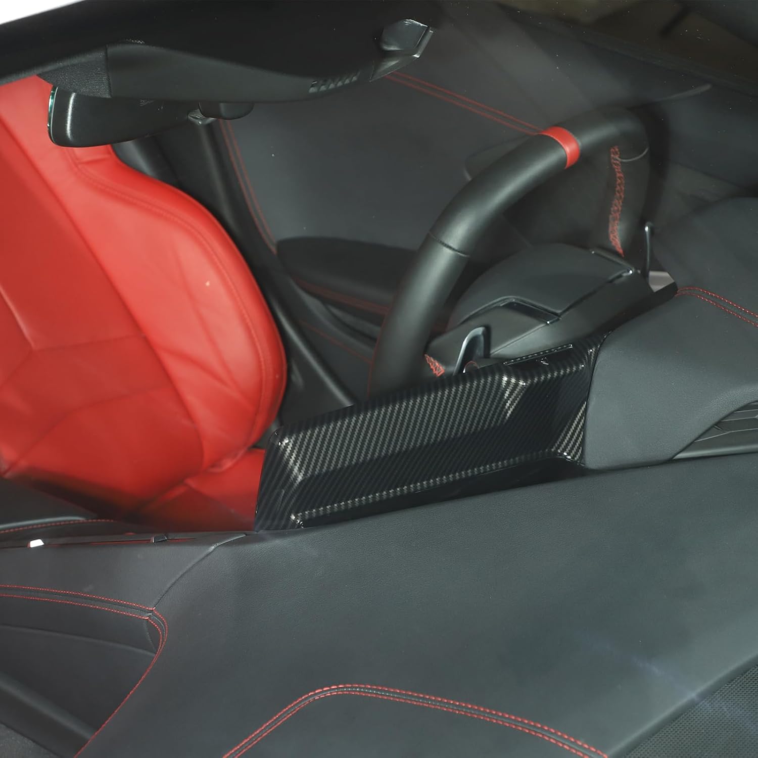 Daeiclru Car Infotainment Screen Navigation Back Cover Compatible with Corvette C8 2020-2023, ABS Center Console Screen Cover Trim, Interior Dash Trim Accessories (Carbon Fiber Pattern)