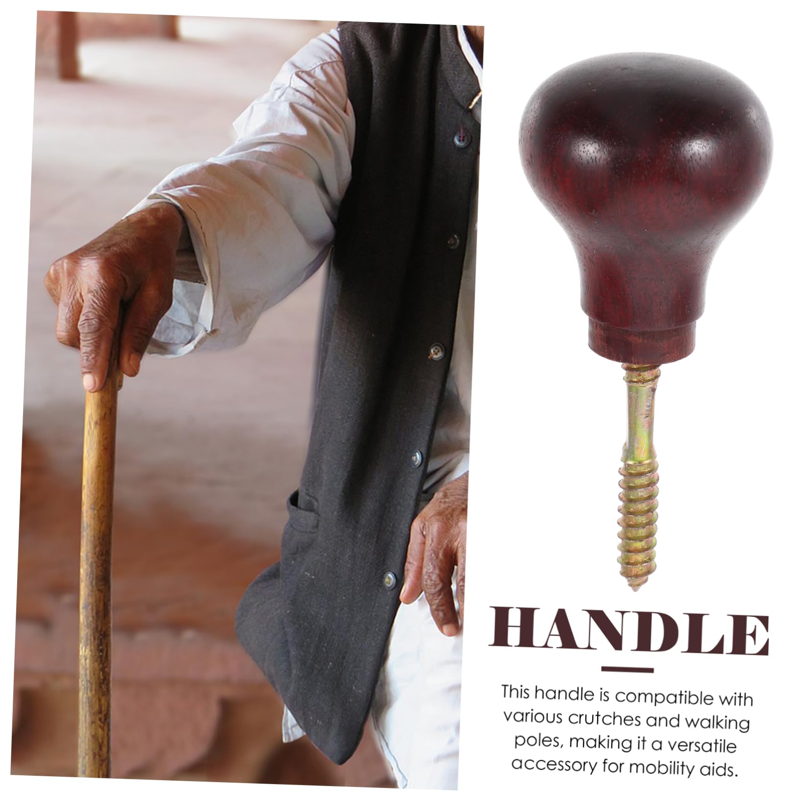 MOLUCKFU Solid Walking Cane Knob Polished Replacement Cane Handle Accessory for Comfort and Durability Ideal Cane Handle for Seniors and Mobility Aid Users