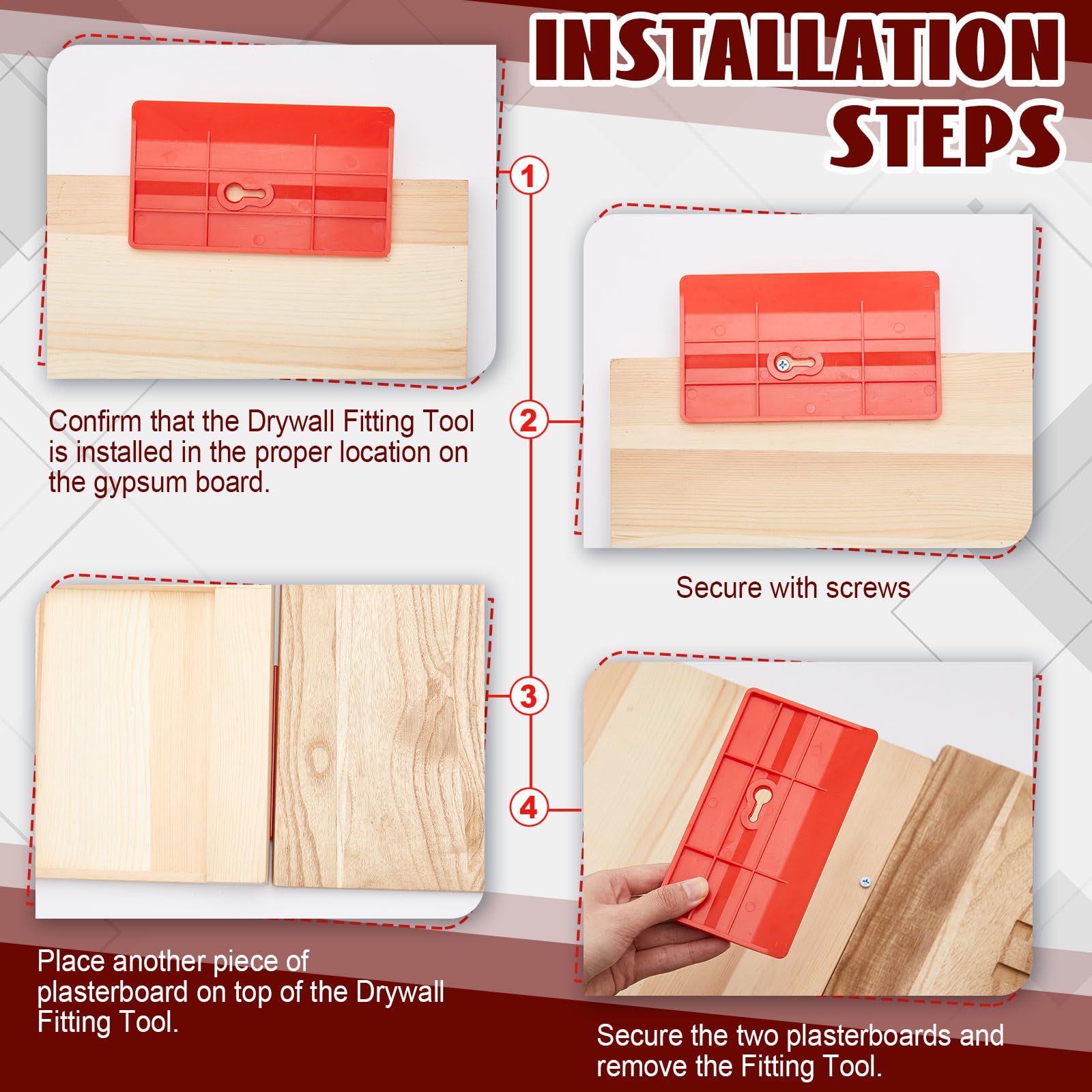 Landical 10 Pcs Drywall Fitting Tool, Install Drywall Holder Support, Red — Amazon image 3