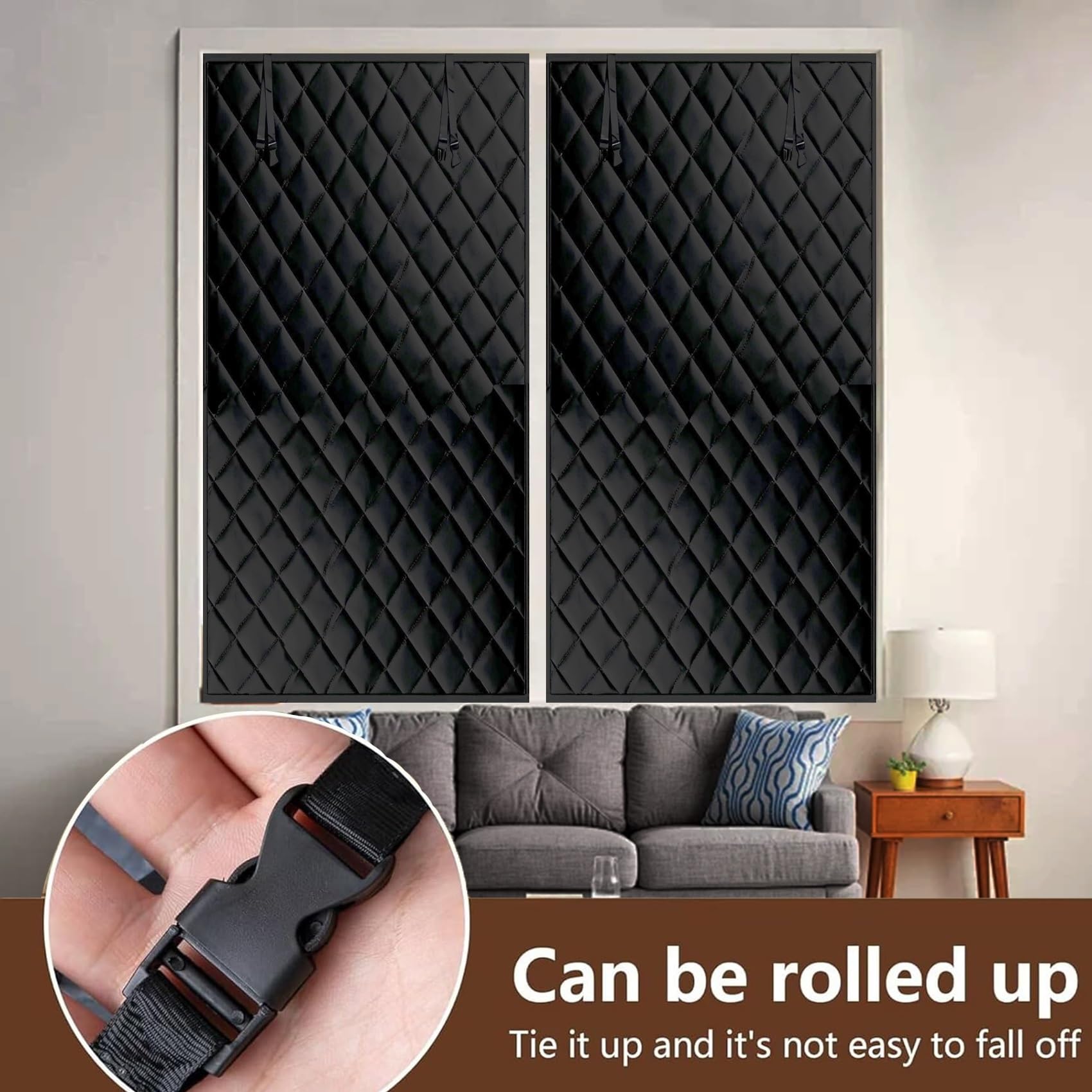 Fenster Isolierfolie 205 x 135 cm, Beschichtung Sonnen, Einfache Installation, Maßgeschneiderte Größe, Fensterisolationsset, mit Klettband für Dachböden, Schwarz