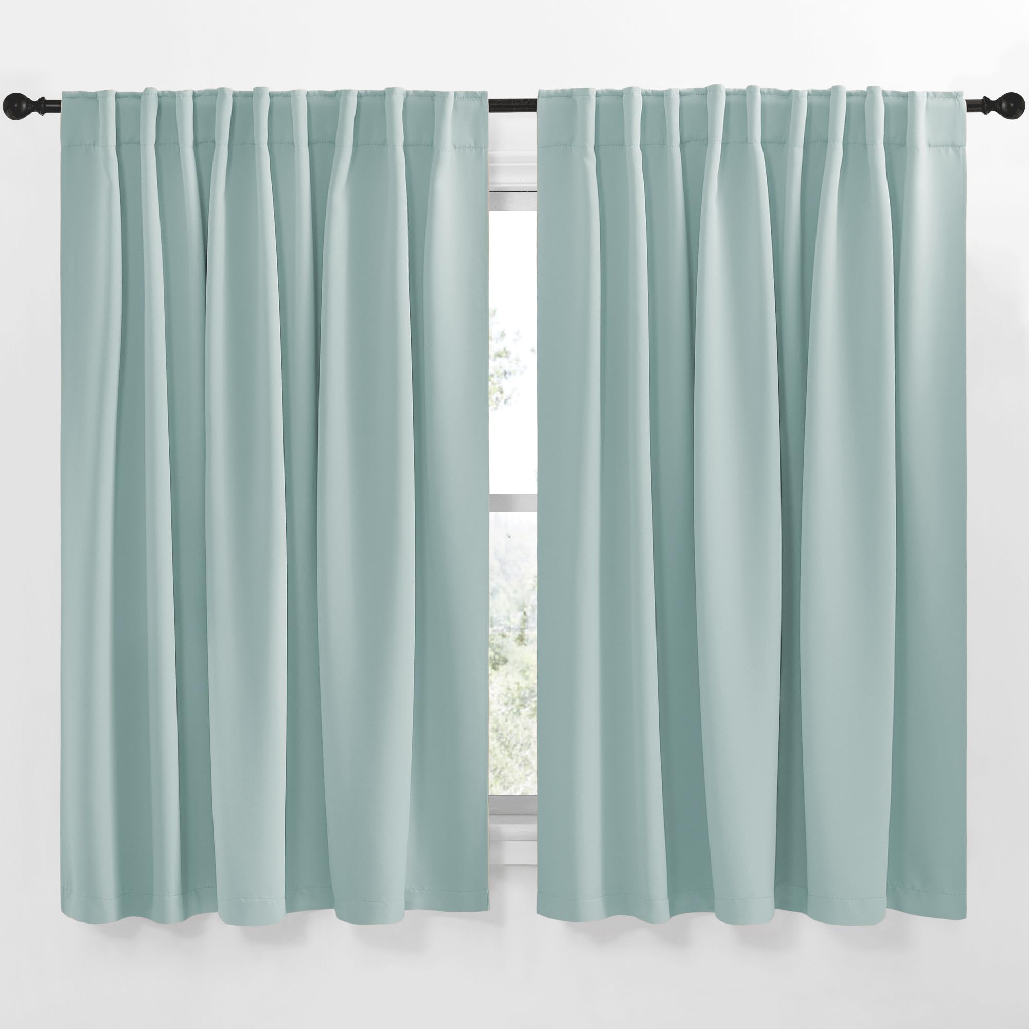 NICETOWN Blackout Curtain Panels Window Draperies - (Aqua Blue Color) 70x63 inch, 2 Pieces, Insulating Room Darkening Blackout Drapes for Bedroom