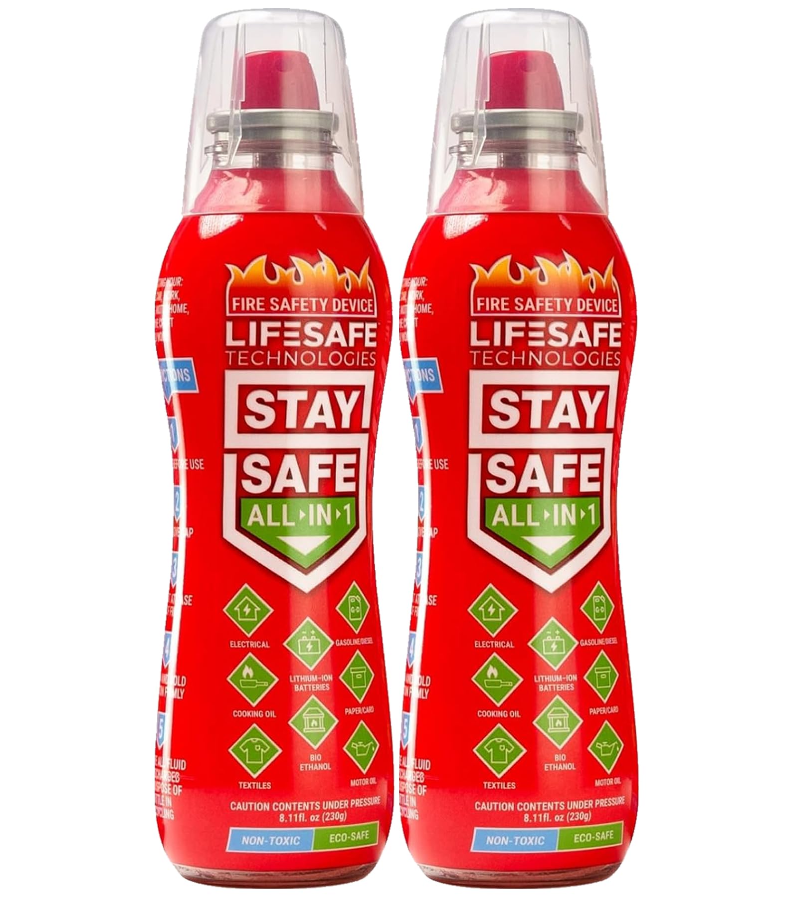 StaySafe All-in-1 Portable Fire Extinguishing Spray By LifeSafe Technologies | Compact Fire Extinguisher For 10 Types of Fires | Non-Toxic,