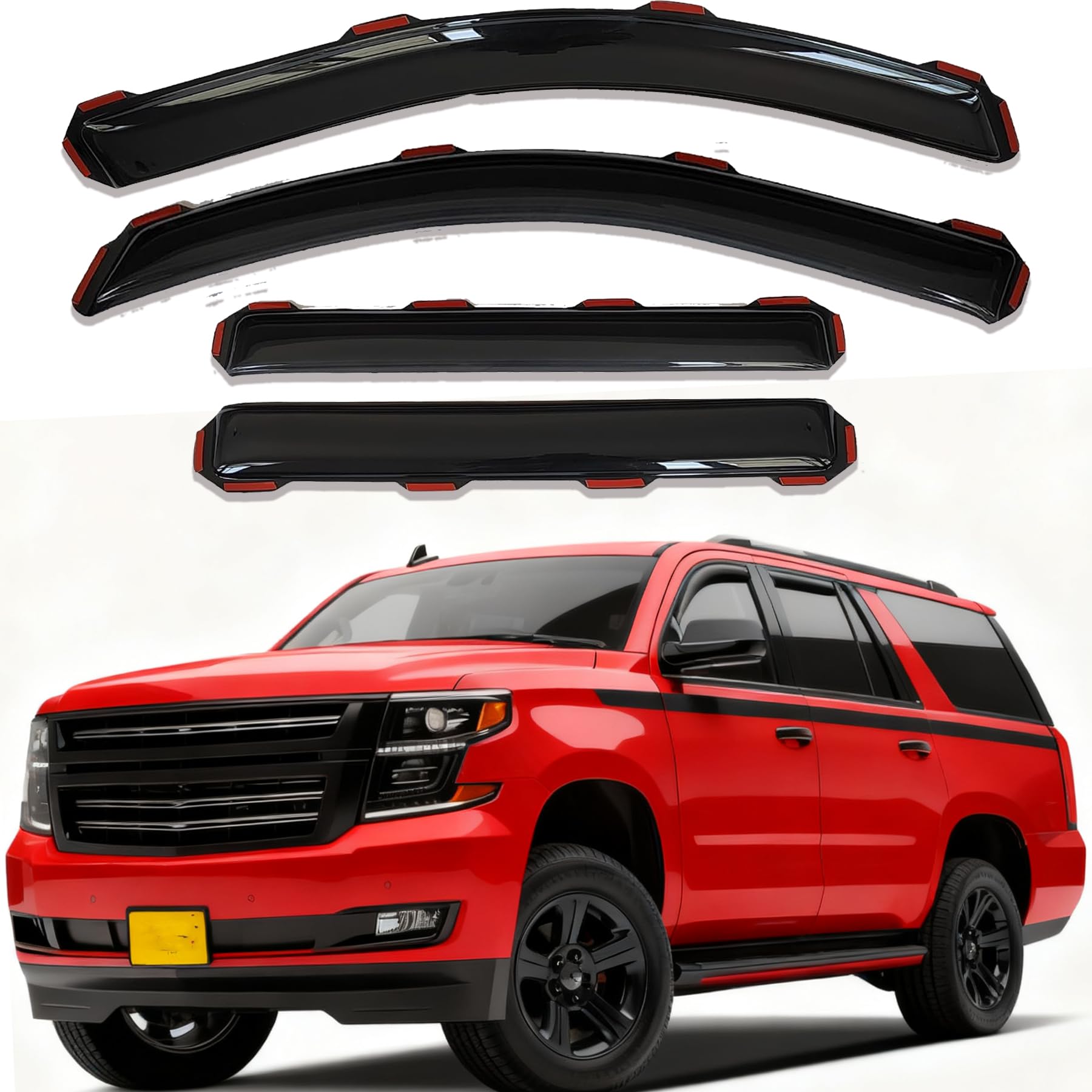 Photo 1 of 2015-2020 in-Channel Rain Guards Window Visors for Chevrolet Tahoe/GMC Yukon/Cadillac Escalade, Inside Front Rear Window Vent Deflectors Sun Shade Wind Visor Car Accessories, Dark Smoke