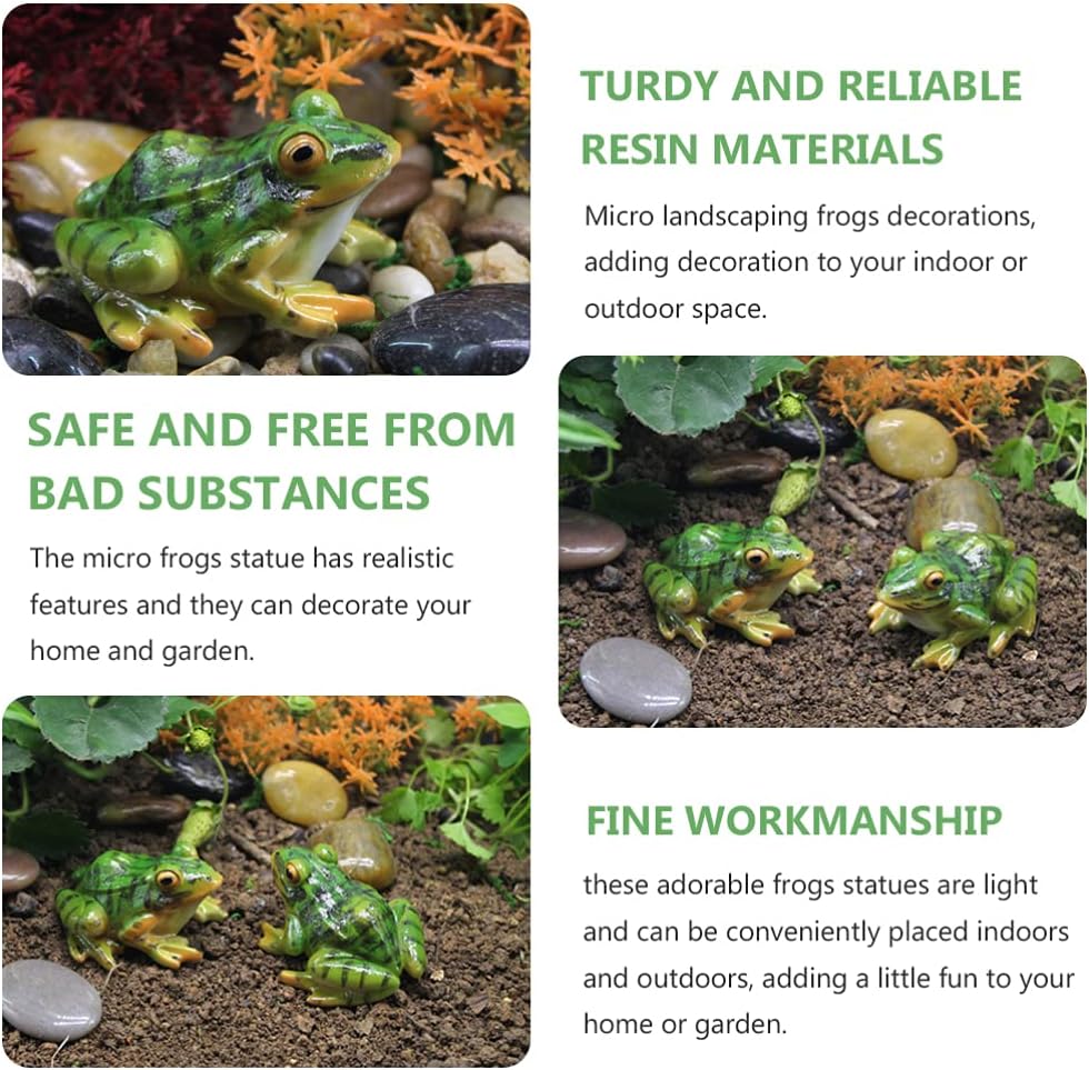 Frog Statue Ornaments - Resin Frogs Micro Landscape Craft Animal Sculpture 2pcs for Garden Yard Patio Fairy Garden Accessories Decor - Image 5