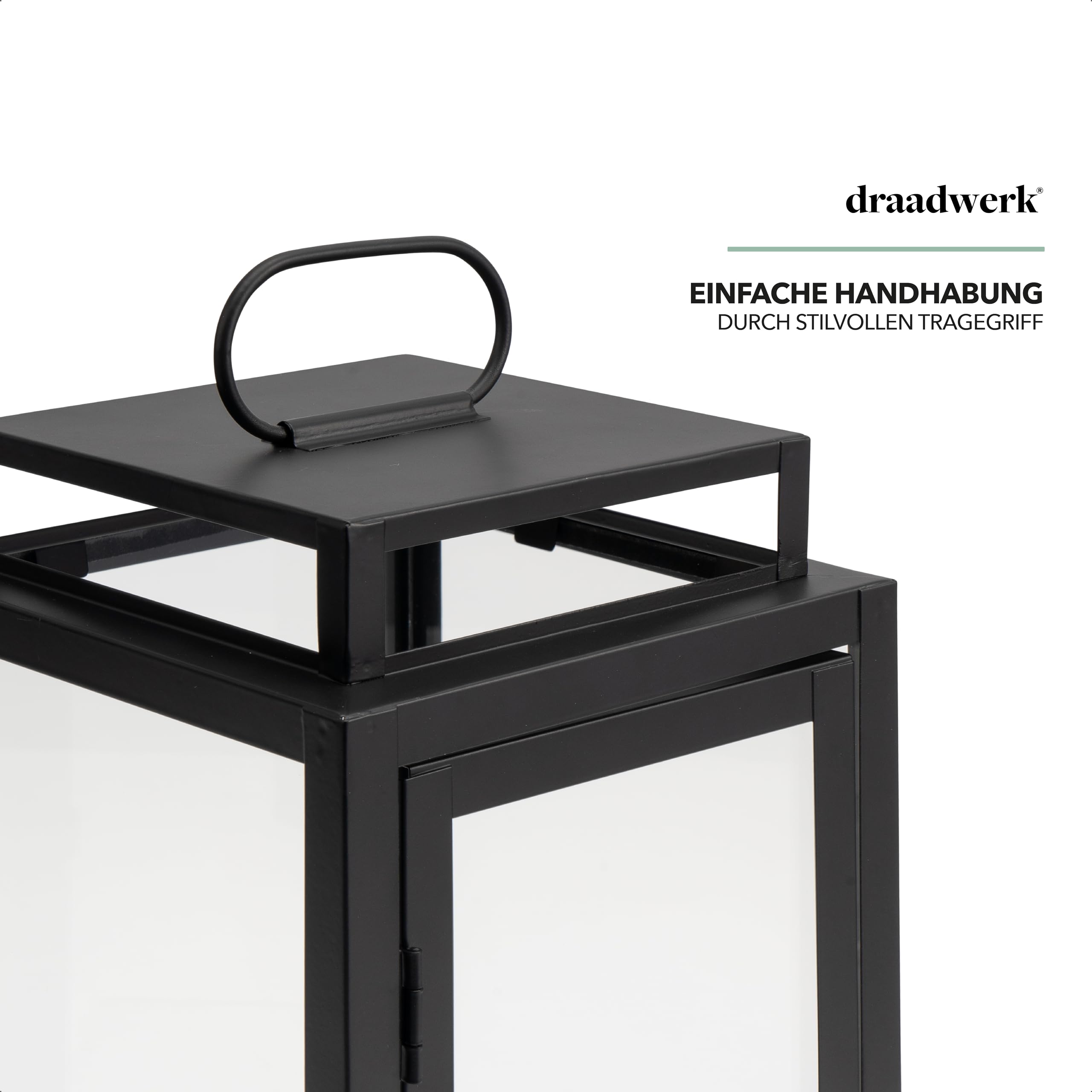 Lanterna Da Esterno Moderna - Set Di 2 Pezzi, 43 E 59cm, Portacandele In MetallO Nero | Decorazione Giardino - Foto 7