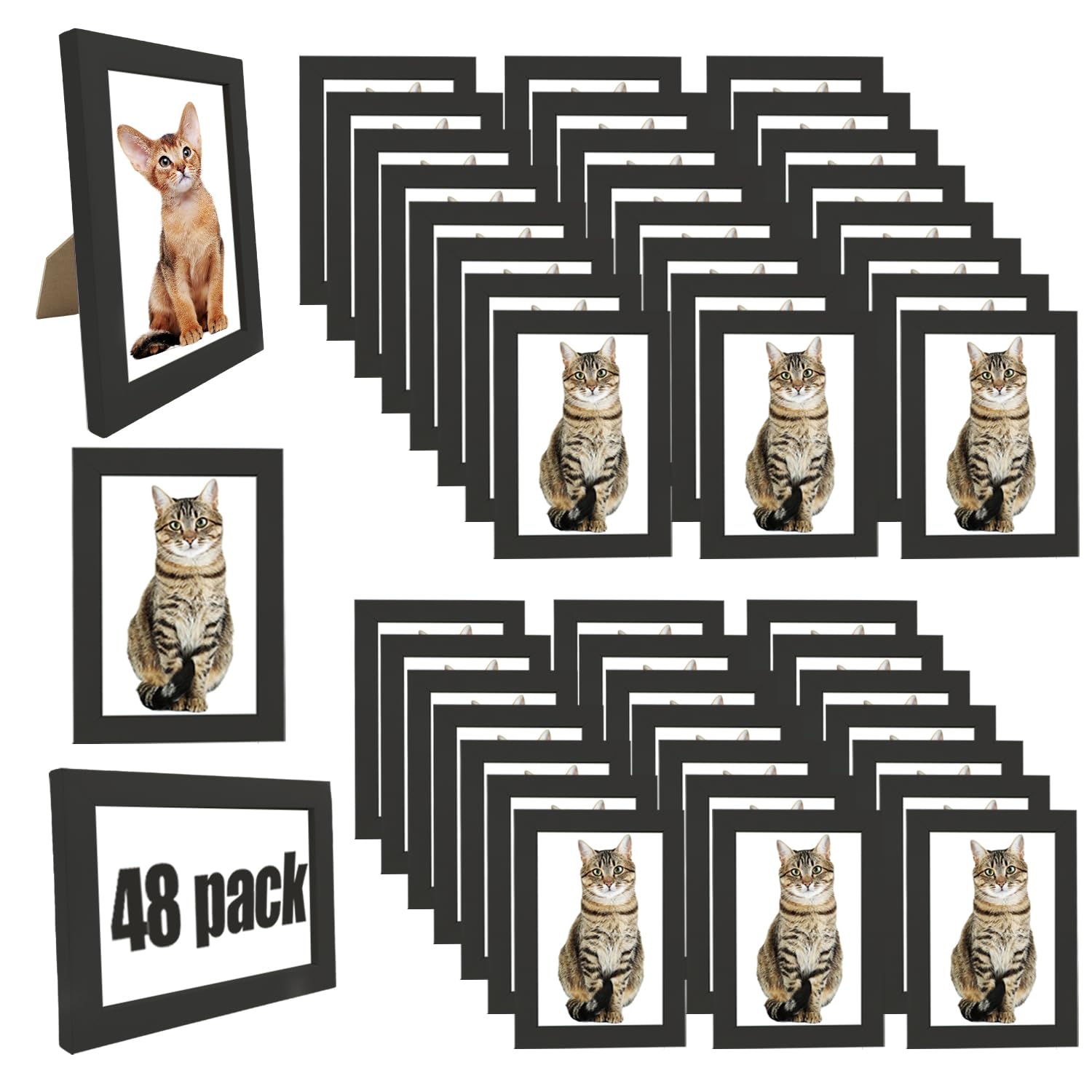 Photo 1 of WHEATHUSK 48-Piece Black Wooden Picture Frames (5x7)