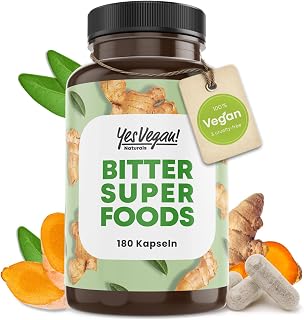 Bitterstoffe Kapseln (180 Bitterkräuter Kapseln) aus 11 Kräuter-Pulver wie Löwenzahn, Wermut, Schafgarbe, Wachholder, Galgant, Brennnesseln, Anis, Ingwer, Kurkuma I vegan