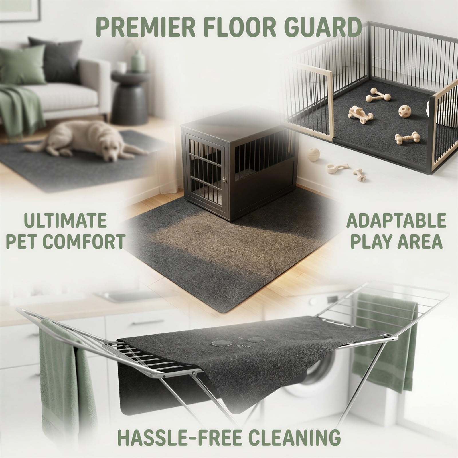 Tapis pour Cage pour Chien, Tapis de Protection sous Cage, rectangulaire Gris foncé pour Niche, Feutre Lavable et réutilisable, pour Fond de Cage et Protection du Sol intérieur