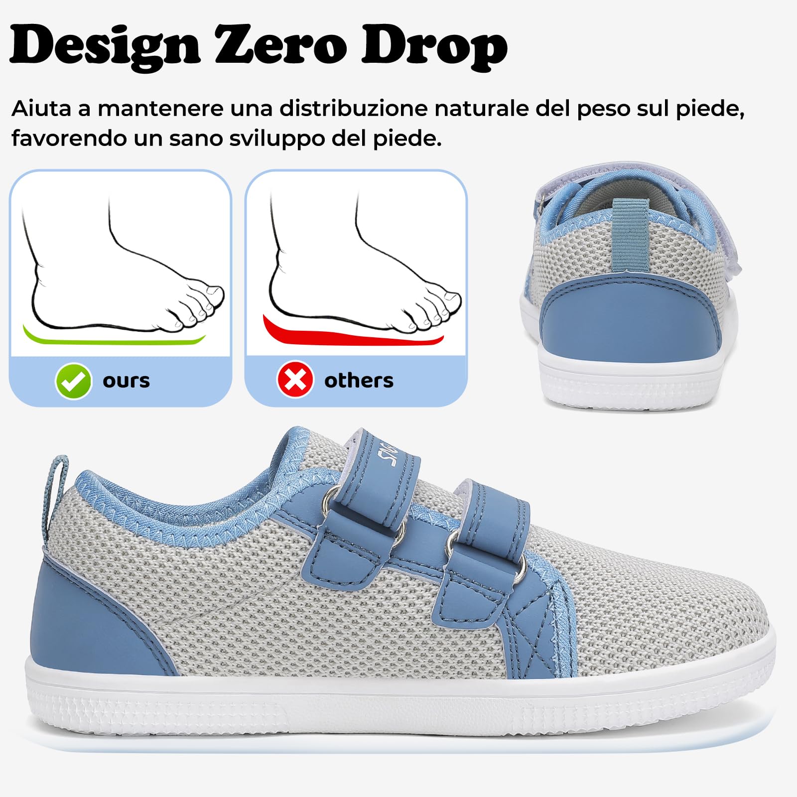 SAGUARO Scarpe Barefoot Bambini Minimaliste Punta Ampia Gr 25-35