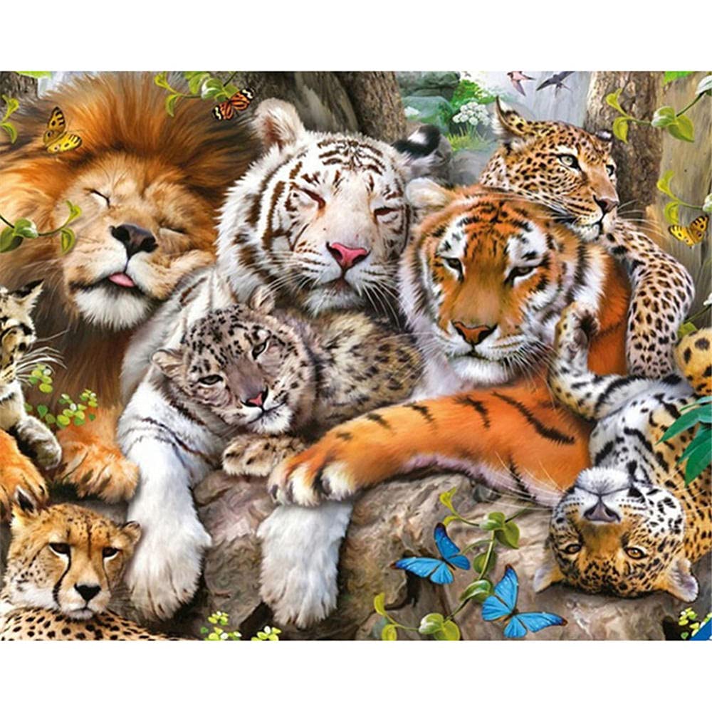 5D Diamant Malerei Kit Löwe Leopard Tiger – Großformat 80x220cm DIY Mosaik Bild Zum Aufkleben
