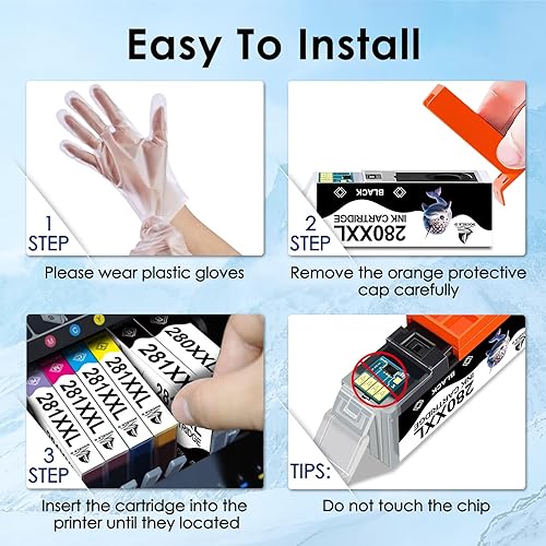 Miniatura 5 de DOUBLE D Cartucho de tinta compatible 280 281 para Canon 280 281 PGI-280XXL CLI-281XXL para PIXMA TS8120 TS8220 TS8320 TS8100 TS8200 TS9300 TS9100