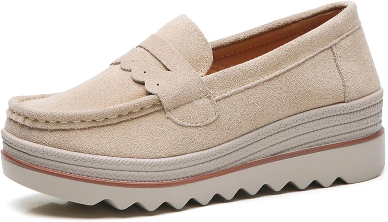 Women's Fashion Thick Sole Suede Orthopedic Loafers Non-Slip Platform Arch Support ...