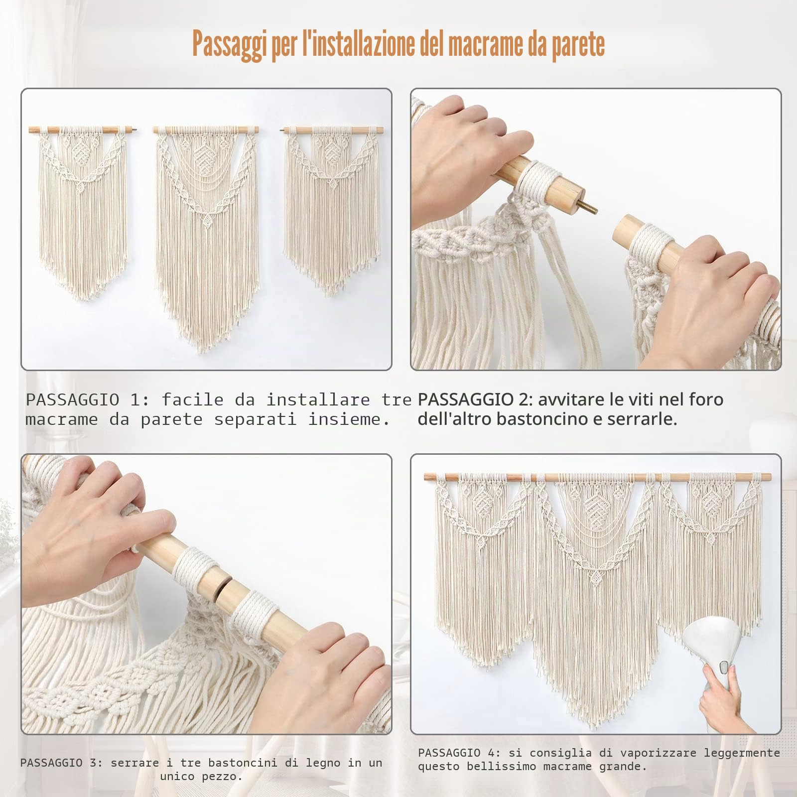 Dremisland Macramè Appeso a Parete Fatto a Mano Grande Boho Tessuto Arazzo Foglia Nappa Arte Cotone Corda Macramè Decorazione della Parete per Camera da Letto Soggiorno Sfondo
