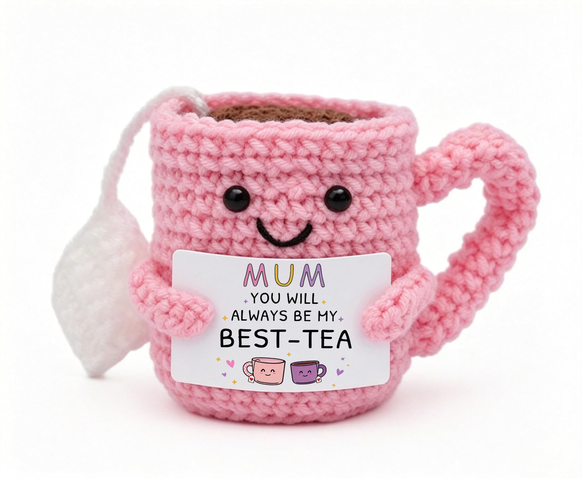 Kideerly Gifts for Mum, Crochet Tea Mother Day Gift from Son Daughter, Best Handmade Mum Birthday Gifts for Mummy On Christmas Valentines Mothers Day Presents for Mums, Mother Gift