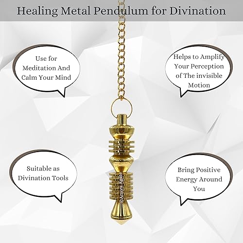 Miniatura 4 de Anaya Agate Péndulo  Péndulos de metal curativo  Péndulo de cobre de acero ISIS doble dorado  Péndulo de radiestesia para adivinación, meditación