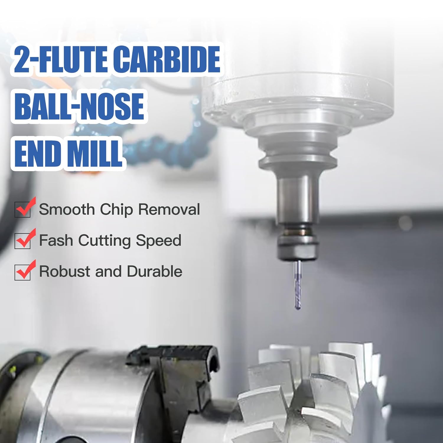 HUHAO 3/16 Inch Ball Nose Carbide End Mill,CNC Cutting Tools for Stainless Steel,Hardened Steels,High Temp Alloys,Medium Alloy Steels, 2 Flute,3/16" Shank