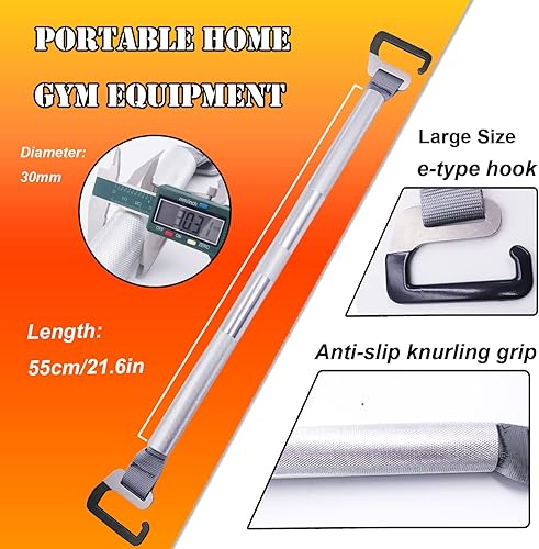 Miniatura 3 de J Bryant Fitness Resistance Band Exercise Bar with Handles Large Hook Heavy Duty Short Bar Squats Full Body Strength Training Portable Home Workout