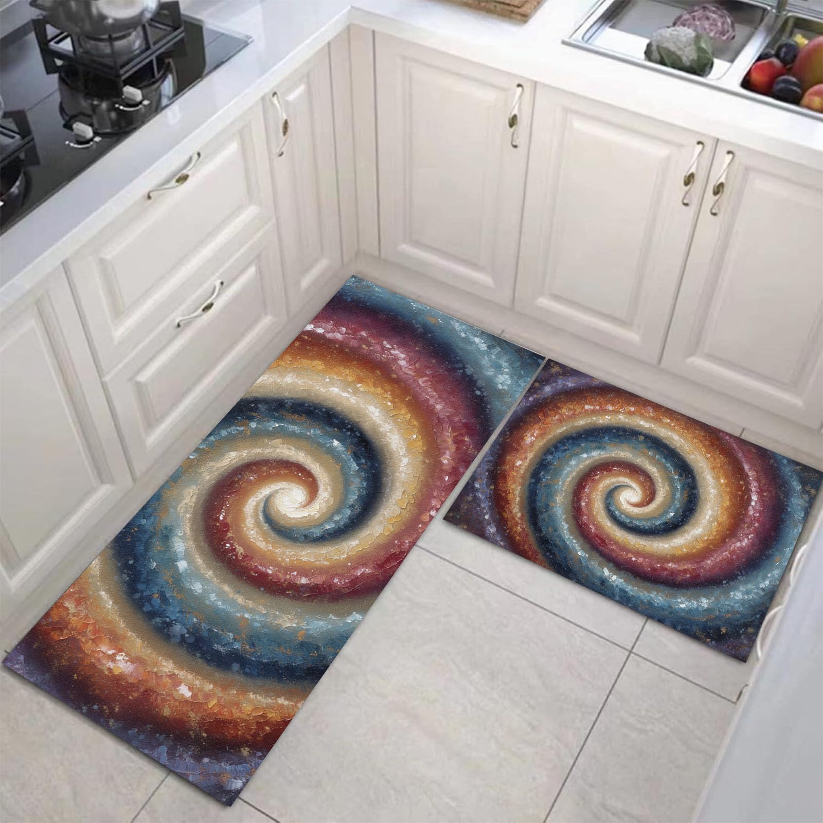 Alfombra de cocina antideslizante para pasillo y comedor con estampado hippie