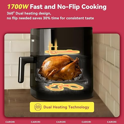 Miniatura 2 de Freidora de aire de doble calor de 6 cuartos con ventana de visión, 14 ajustes preestablecidos para freír, asar, hornear y más, 392  Max Crisp sin