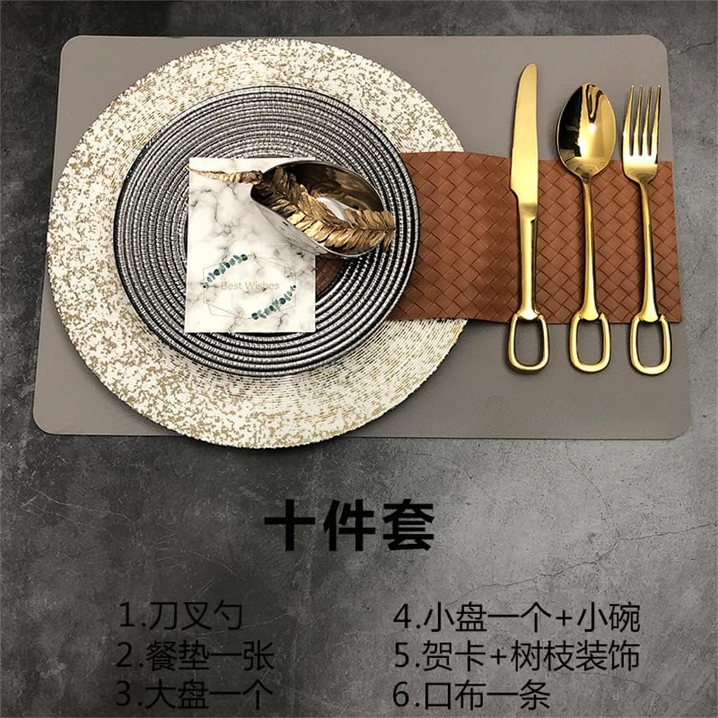 Cutlery Set Bone China Dinner Plate Restaurant Round Plate Dish Plate Placemat Set