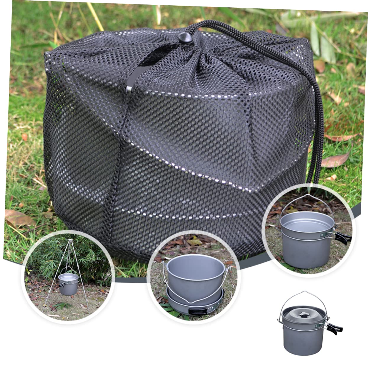 HANABASS 1 Satz Camping Kochtopf Set für Personen Leichtes und Tragbares Kochgeschirr für Outdoor Aktivitäten Schnelles Kochen und Hohe Temperaturbeständigkeit für und Reisen