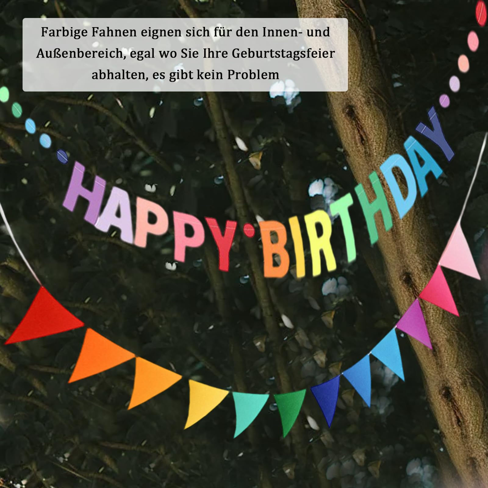 Regenbogen Geburtstagsdeko Set – Wiederverwendbar Mit Banner, Wimpelkette, Luftschlangen & 3D-Deko