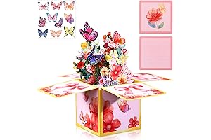 Outus Paper Pop up Bouquet Cards 3D Butterfly Flowers Bouquet Box Butterfly...
