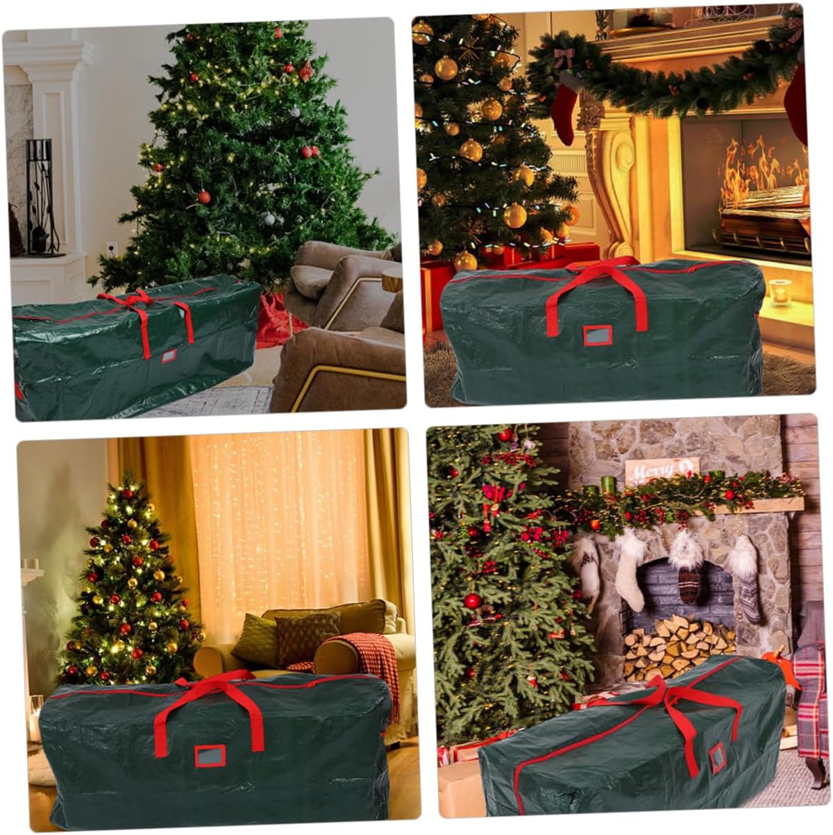 Christmas Tree Storage Bag Zippered Organizer Carry Handles for Holiday Decor Large Capacity for Easy Stowing and of Christmas Items