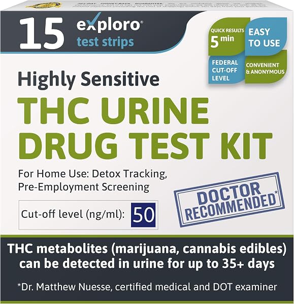 Exploro Highly Sensitive Marijuana Drug Test Kit with 15 test strips