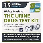 Exploro Highly Sensitive at Home Marijuana Drug Test Kit, THC Drug Test Kit Marijuana/Weed, THC Drug Test Urine, Easy Home Drug Test Marijuana/THC Substance Abuse, 15 THC Test Strips/Sticks, 50 ng/ml