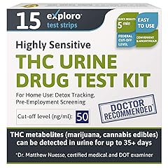 Highly Sensitive at Home Marijuana Drug Test Kit, THC Drug Test Kit Marijuana/Weed, THC Drug Test Urine, Easy Home Drug Test Marijuana/THC Substance Abuse, 15 THC Test Strips/Sticks, 50 ng/ml