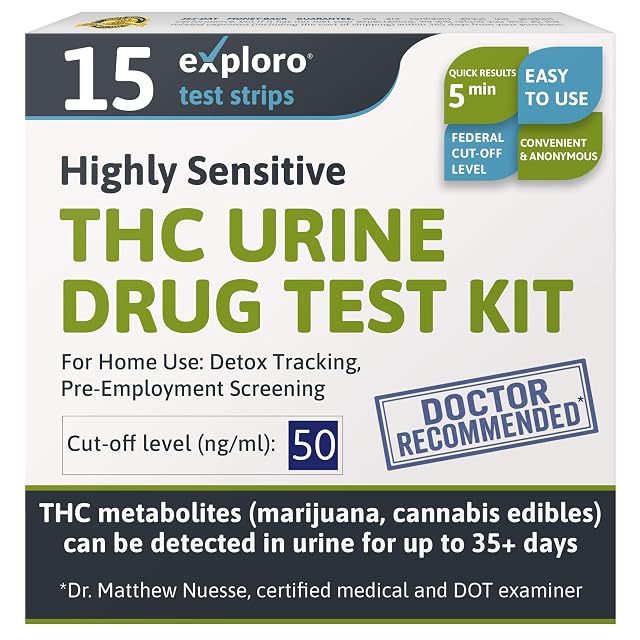 Exploro Highly Sensitive at Home Marijuana Drug Test Kit THC Drug Test Kit Marijuana Weed THC Drug Test